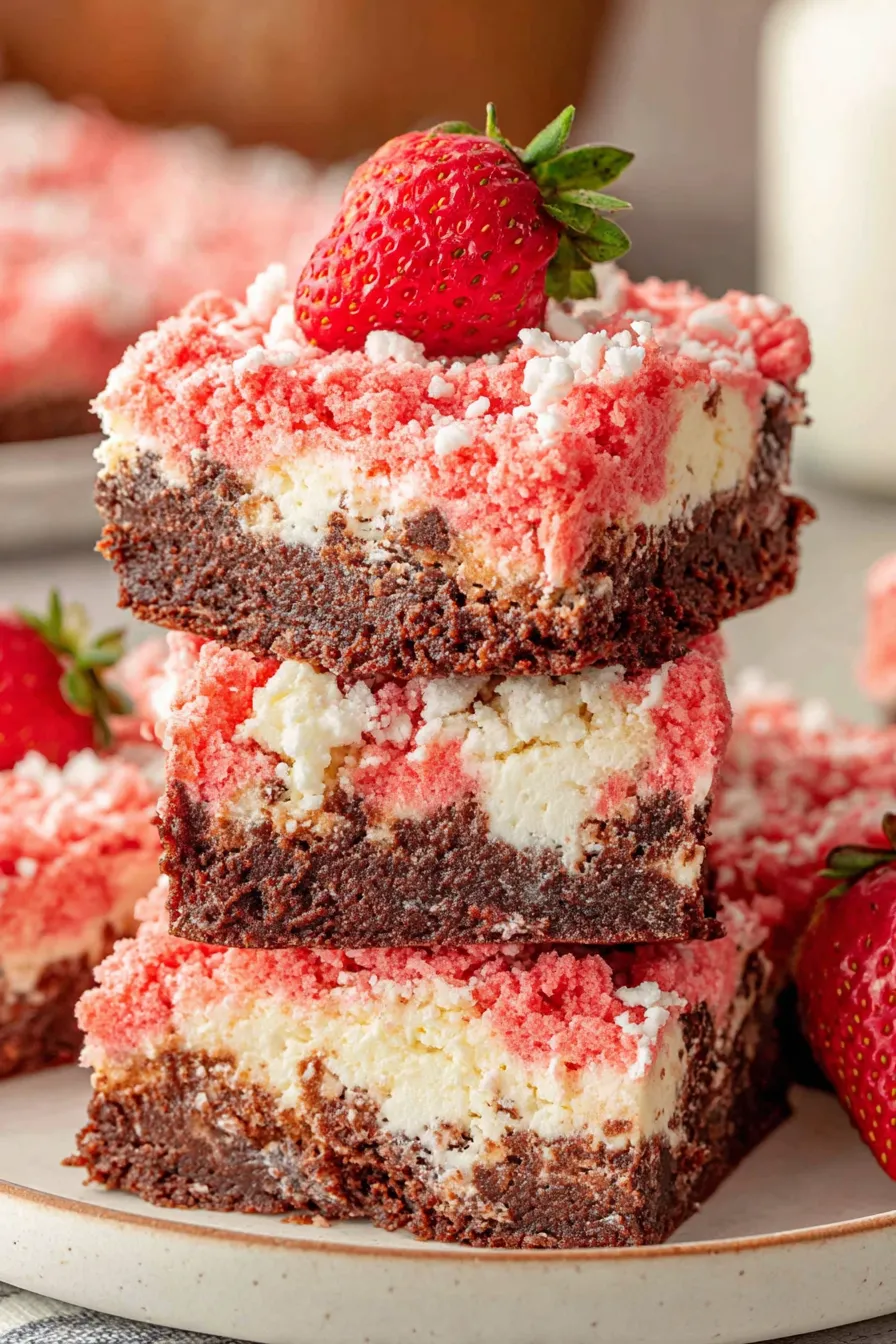 Strawberry Crunch Brownies fresh from the oven