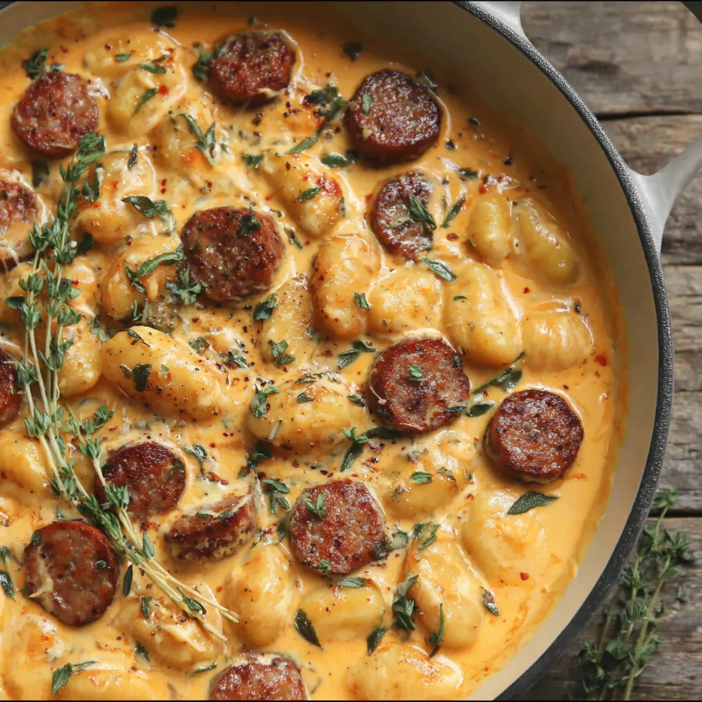 Creamy Butternut Squash Gnocchi with Sausage, Thyme, and Sage