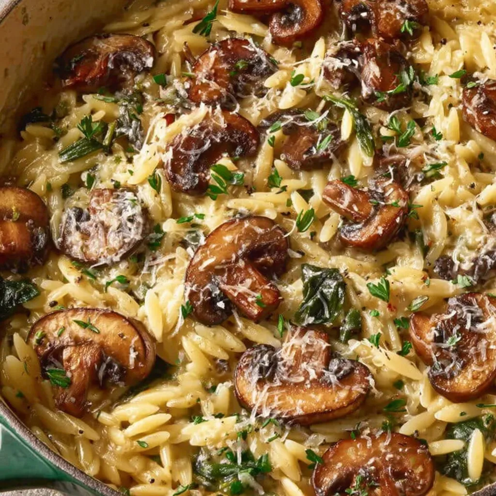 Creamy Garlic Mushroom Orzo