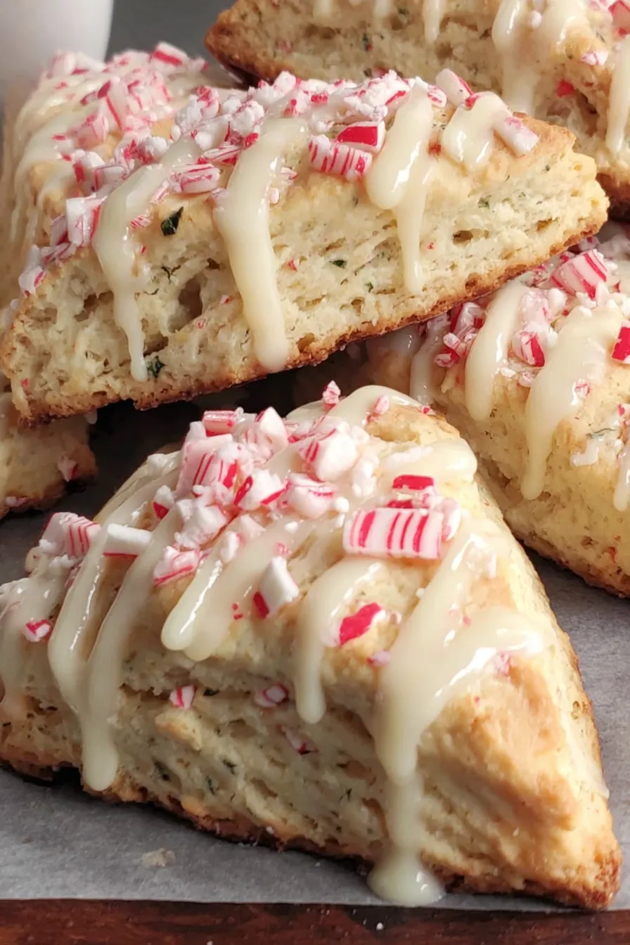 Crushed peppermint and white chocolate drizzle