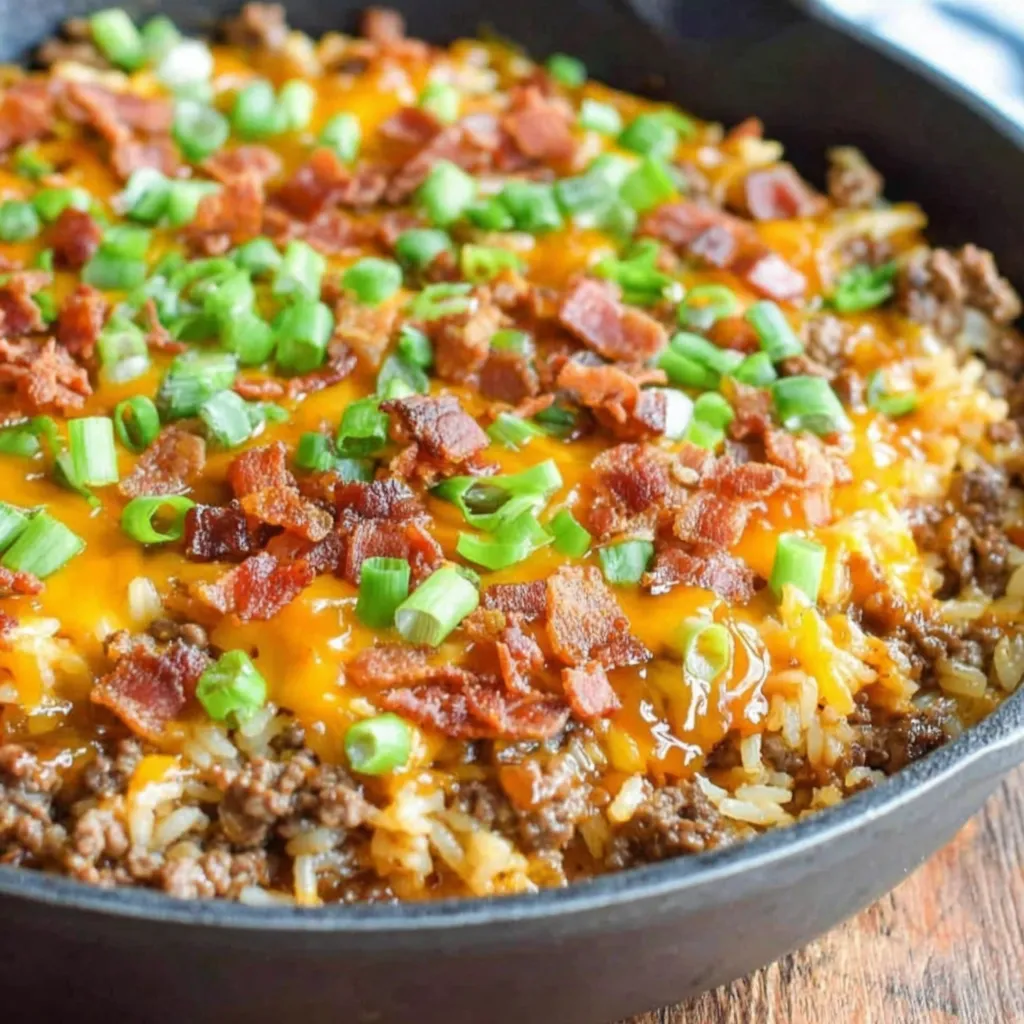 Bacon Cheeseburger Rice Skillet