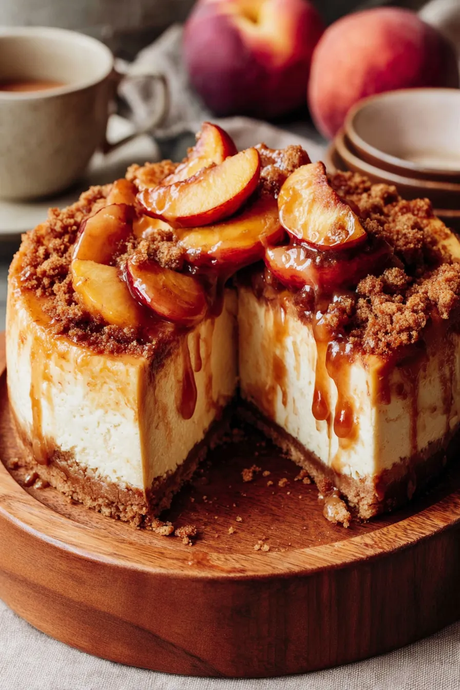 Roasted peach slices on baking sheet