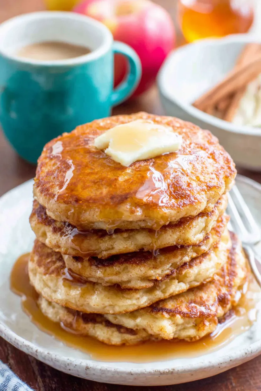 Close-up of apple pancake showing texture and grated apple