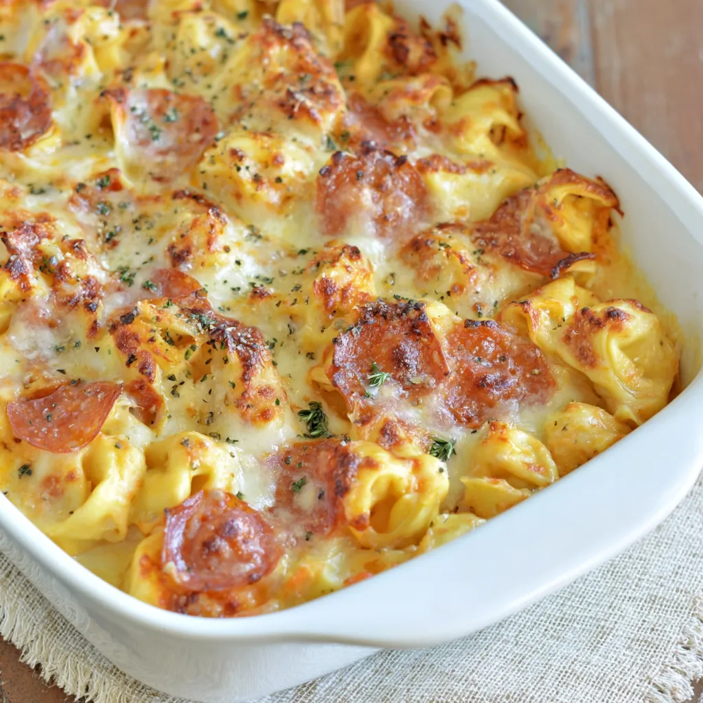 Cheese Tortellini Pepperoni Pizza Casserole