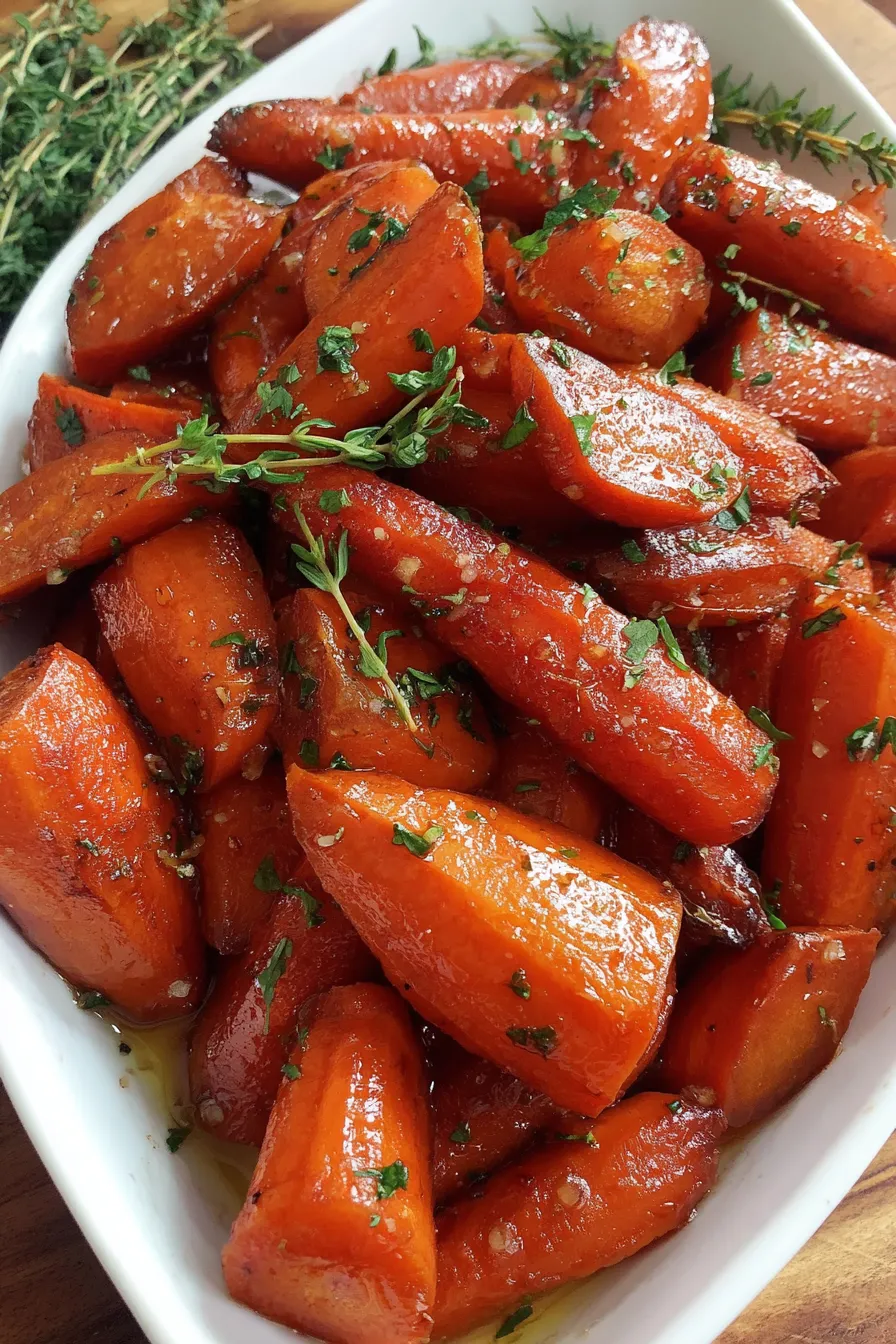 Close-up of glazed carrots in slow cooker