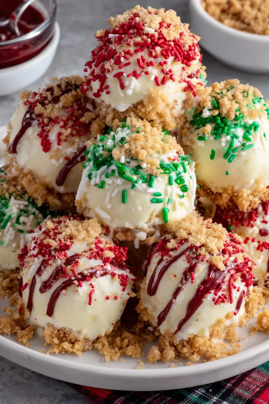 Cheesecake bites on parchment with sprinkles