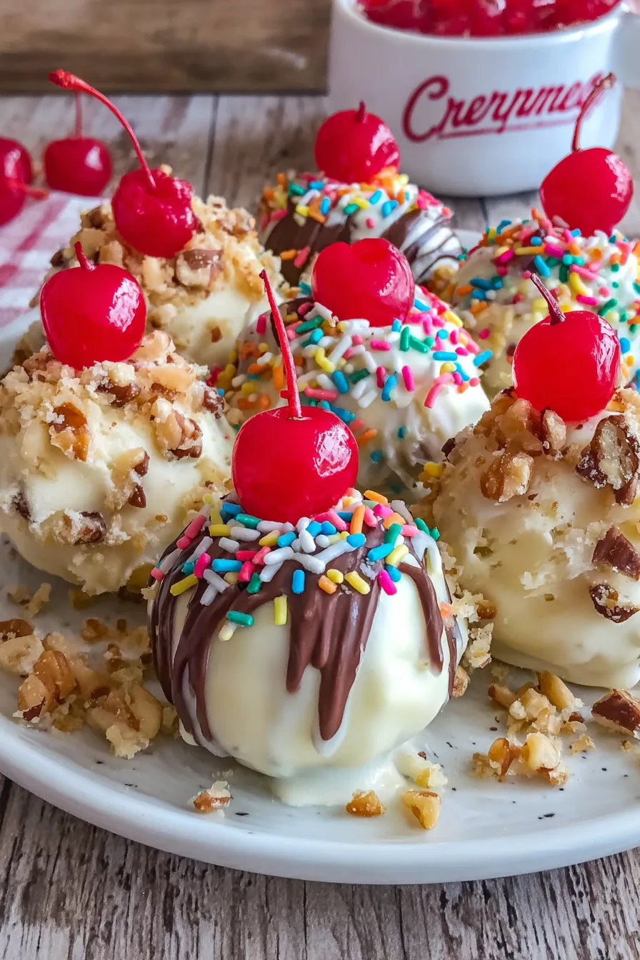 Close-up of finished banana truffle with sprinkles