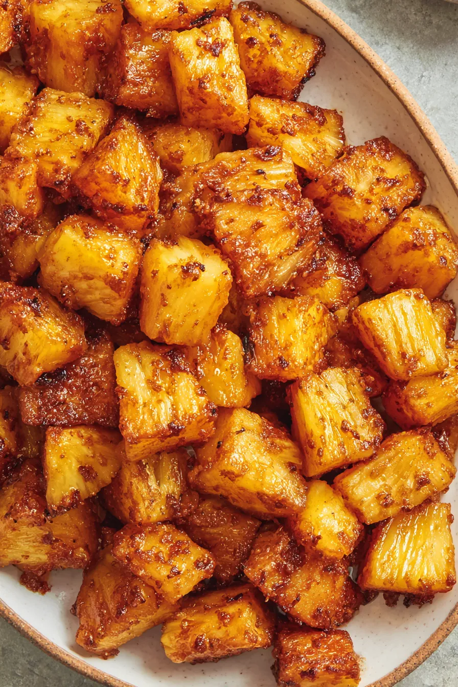 Sliced pineapple ready for air fryer