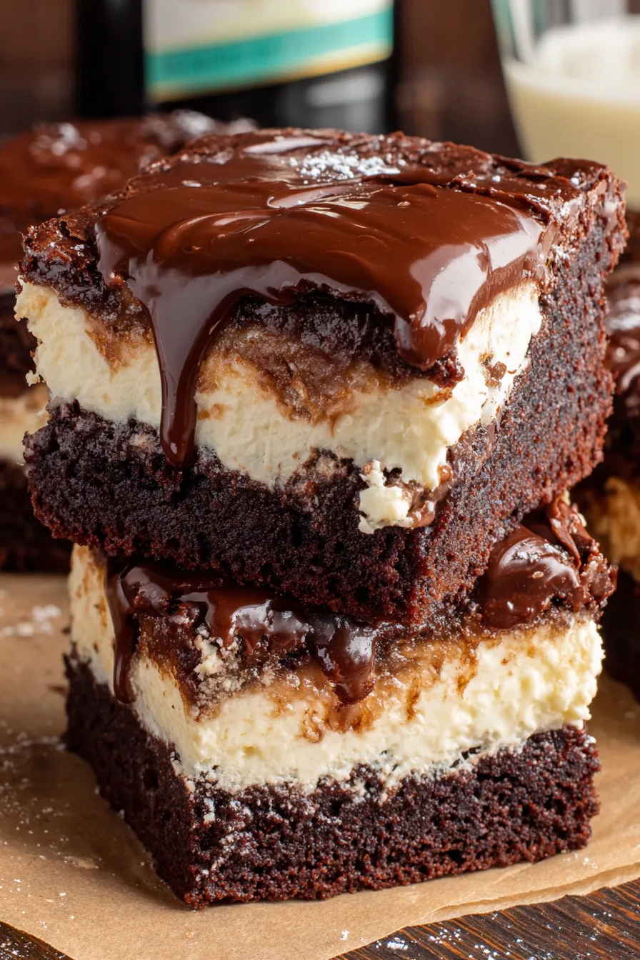 Baileys brownies with glossy chocolate ganache