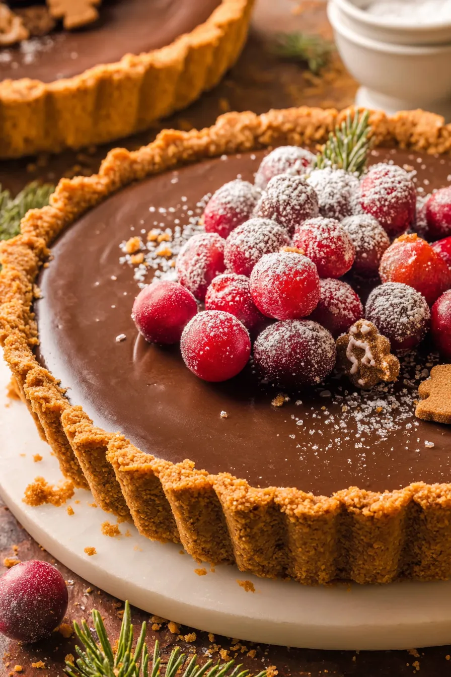 Close-up of gingerbread cookies and sugared cranberries