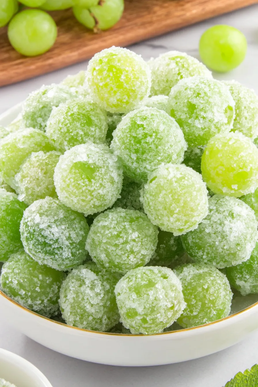 Close-up of sugared grapes