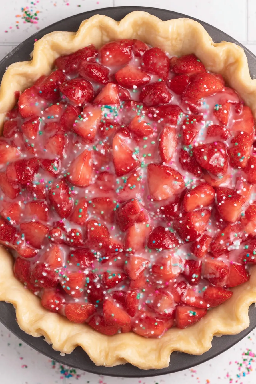 Slice of glazed Pop Tart Pie on plate