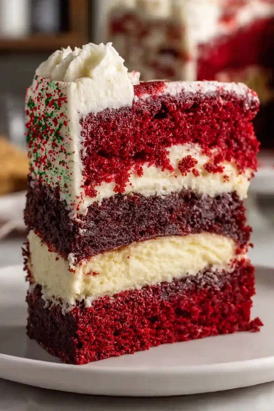 Red Velvet Cheesecake Cake with cream cheese frosting