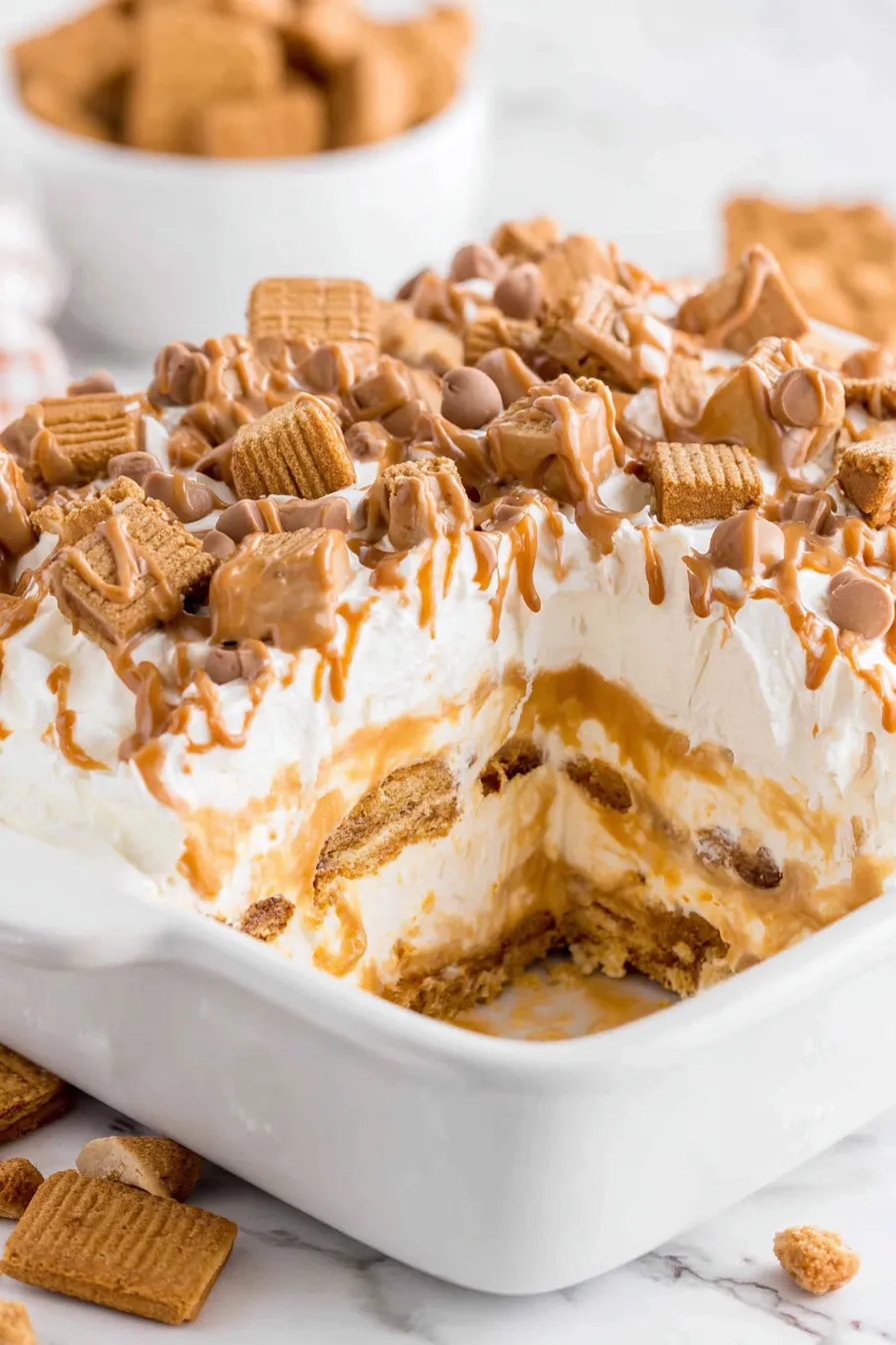 Close up of peanut butter topping