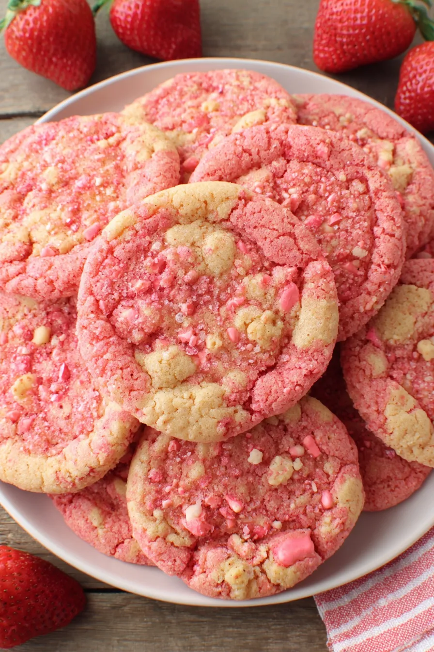 Close up of strawberry oat cookies