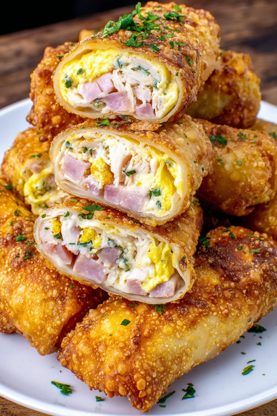 Golden fried Crispy Chicken Greggs Egg Rolls on a tray