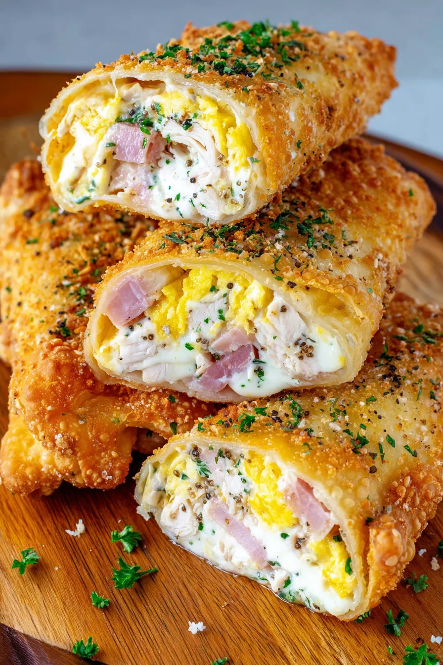 Close-up of interior filling with shredded chicken and melted cheddar