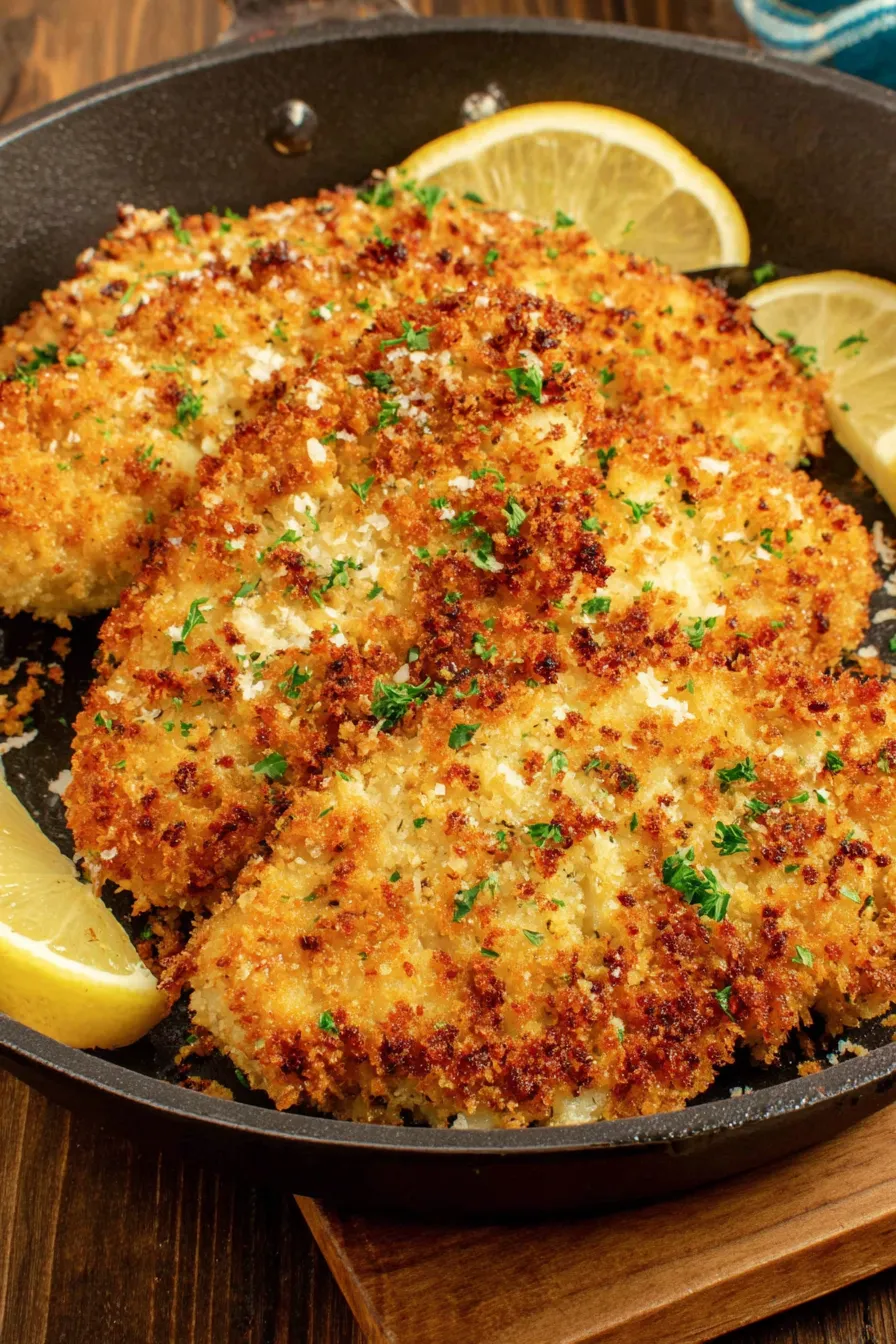 Panko chicken freshly baked on a tray