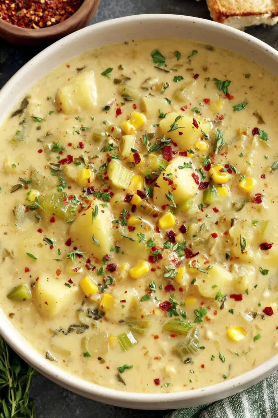 Ingredients for chowder on a cutting board