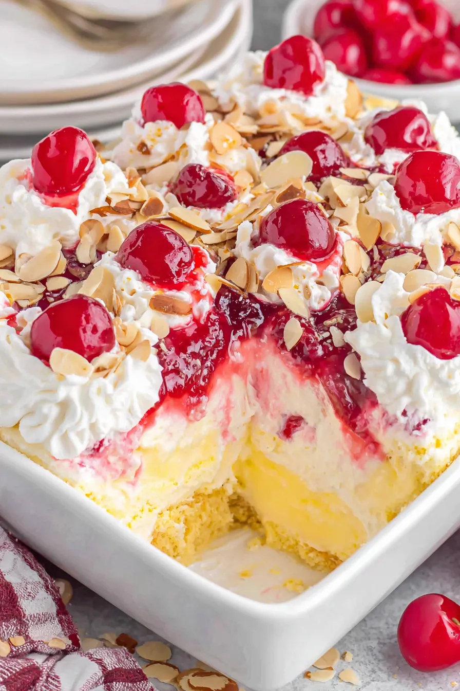 Close up of cherry swirls and toasted almonds