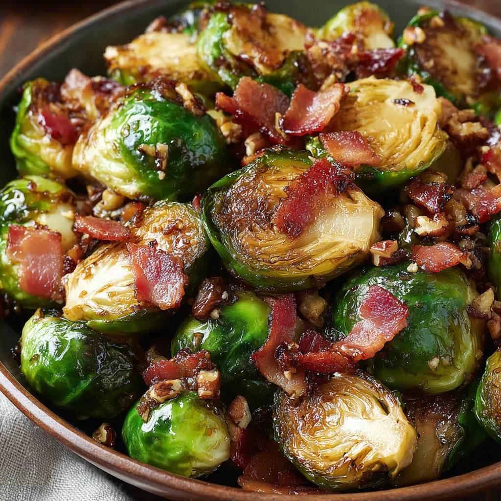 Roasted Brussels Sprouts with Bacon & Maple-Balsamic Glaze