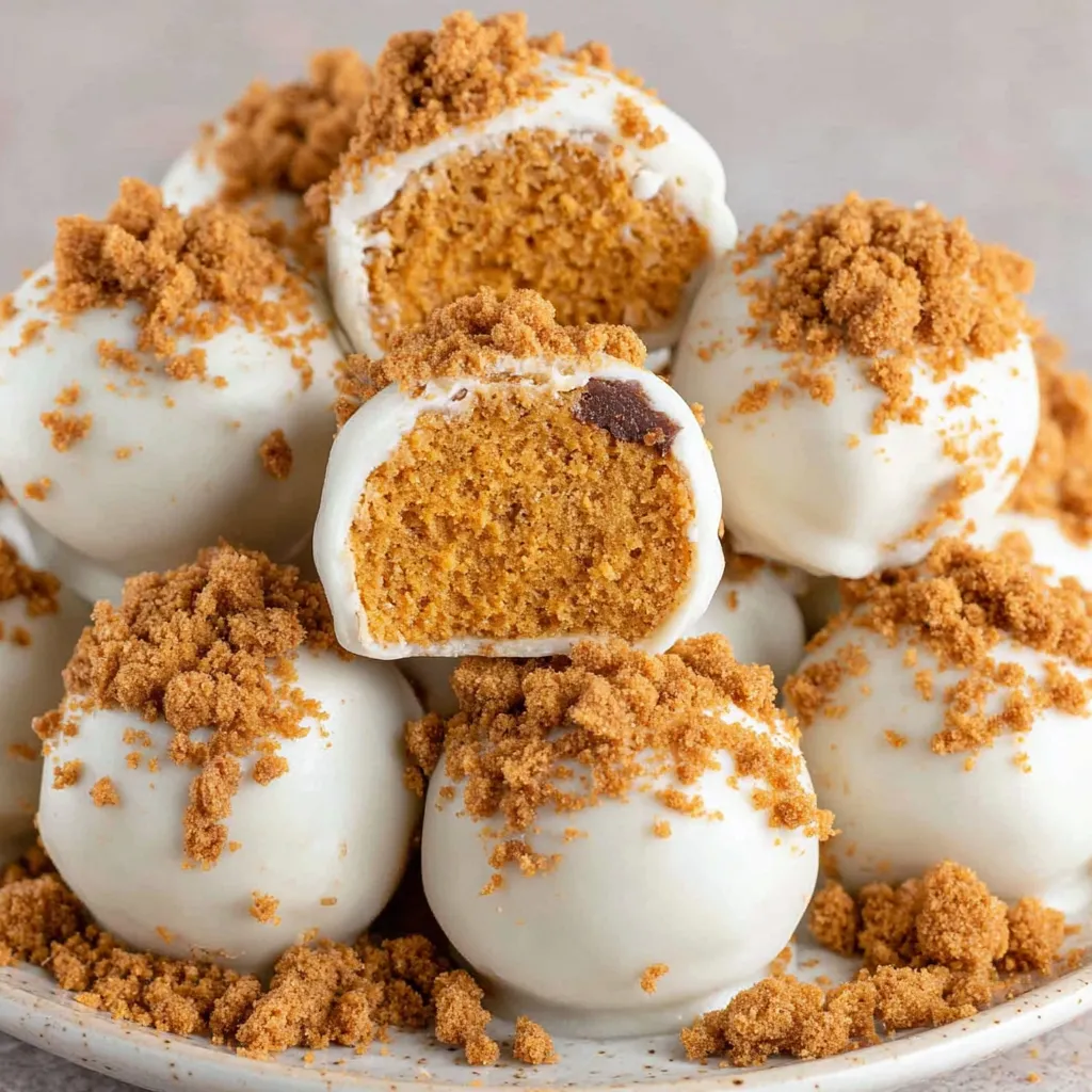 Pumpkin truffles on parchment with crushed ginger snaps