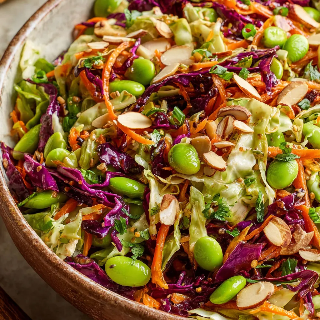Crunchy Cabbage and Edamame Salad with Sesame Ginger Dressing