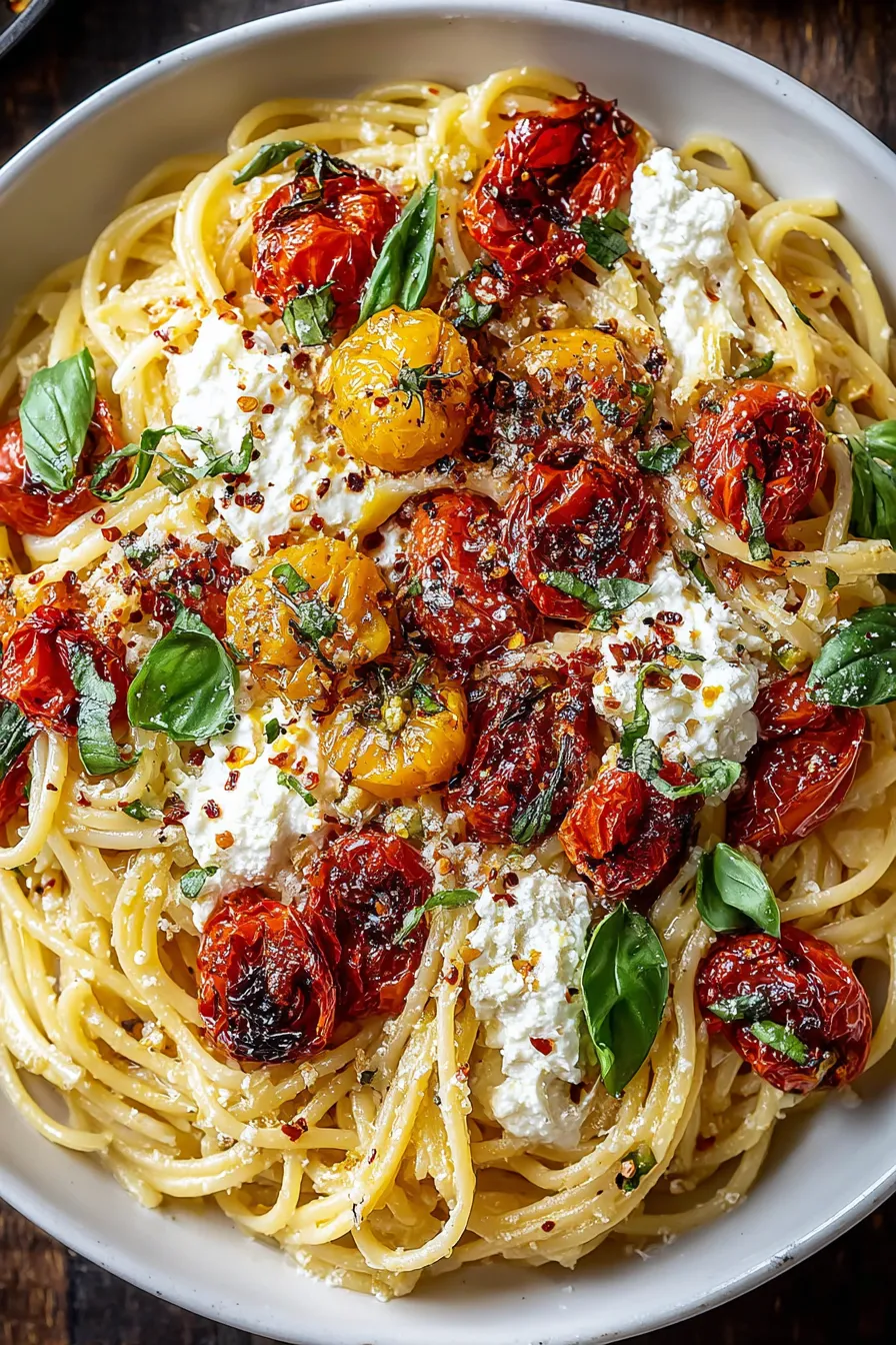Creamy ricotta pasta with basil