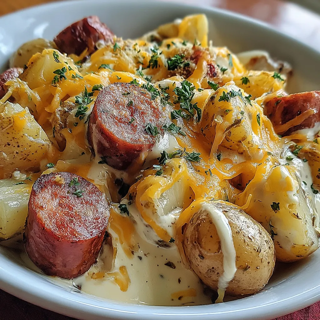 Cheesy Ranch Potatoes and Smoked Sausage