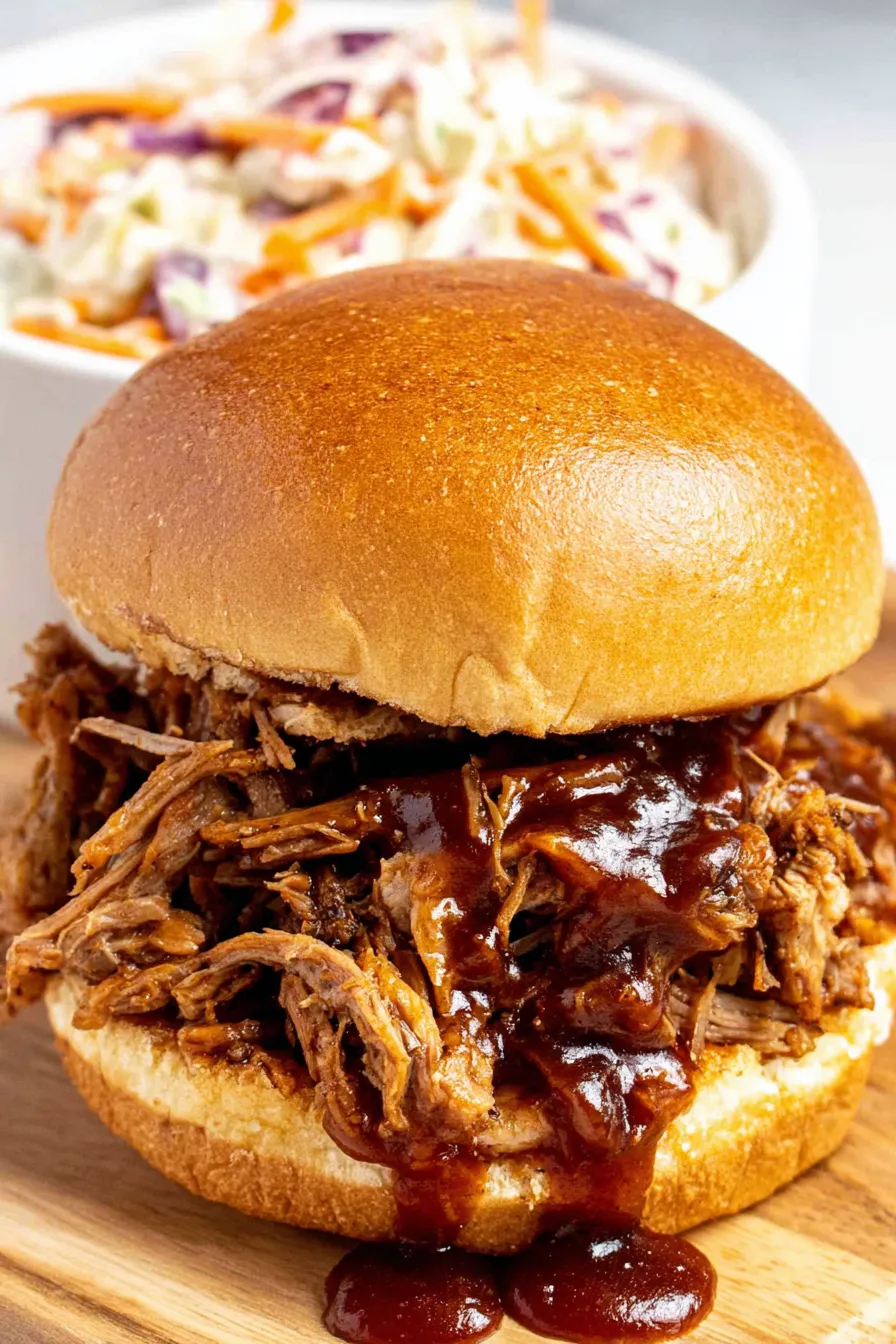 Pulled pork sandwich with coleslaw