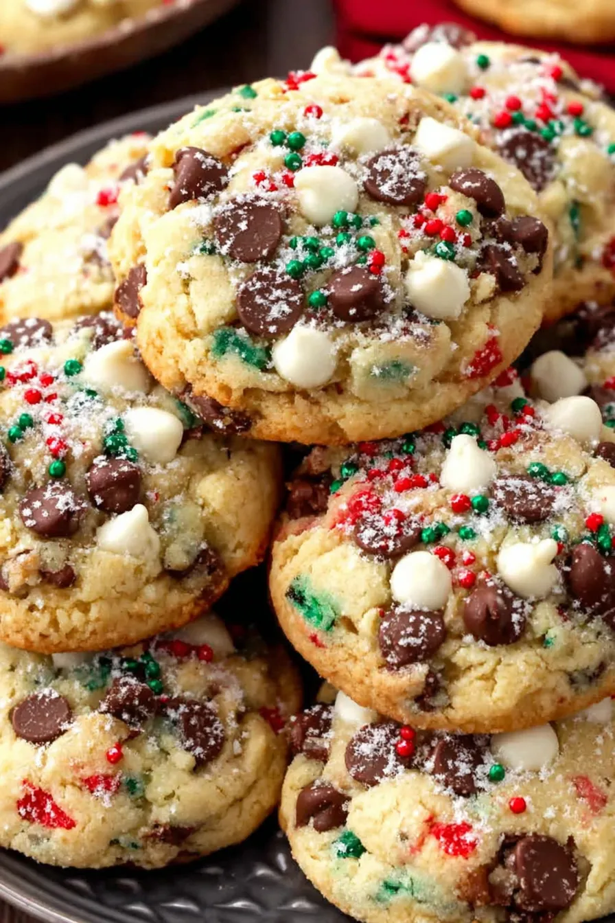 Tray of Winter Wonderland Chocolate Chip Cookies fresh from the oven