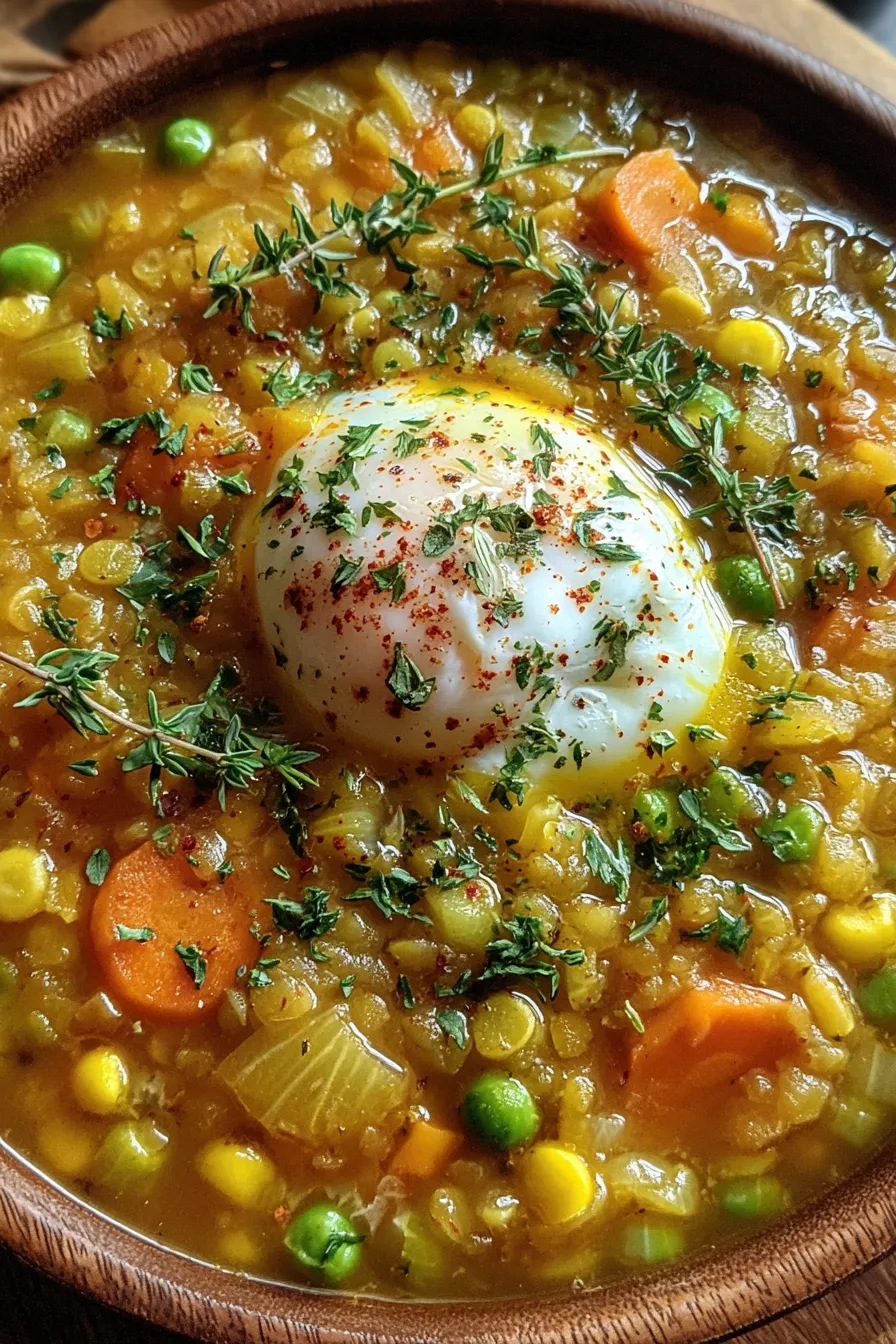 Chopped vegetables and split peas on a cutting board
