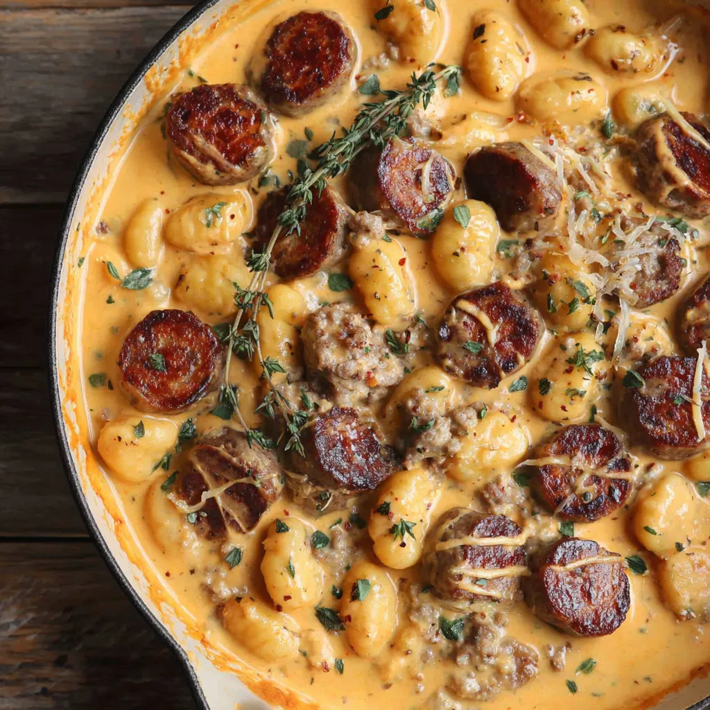 Creamy Butternut Squash Gnocchi with Sausage, Thyme, and Sage