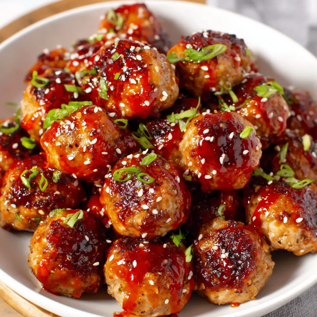 Sheet Pan Sesame Ginger Chicken Meatballs with Sweet Chili Glaze