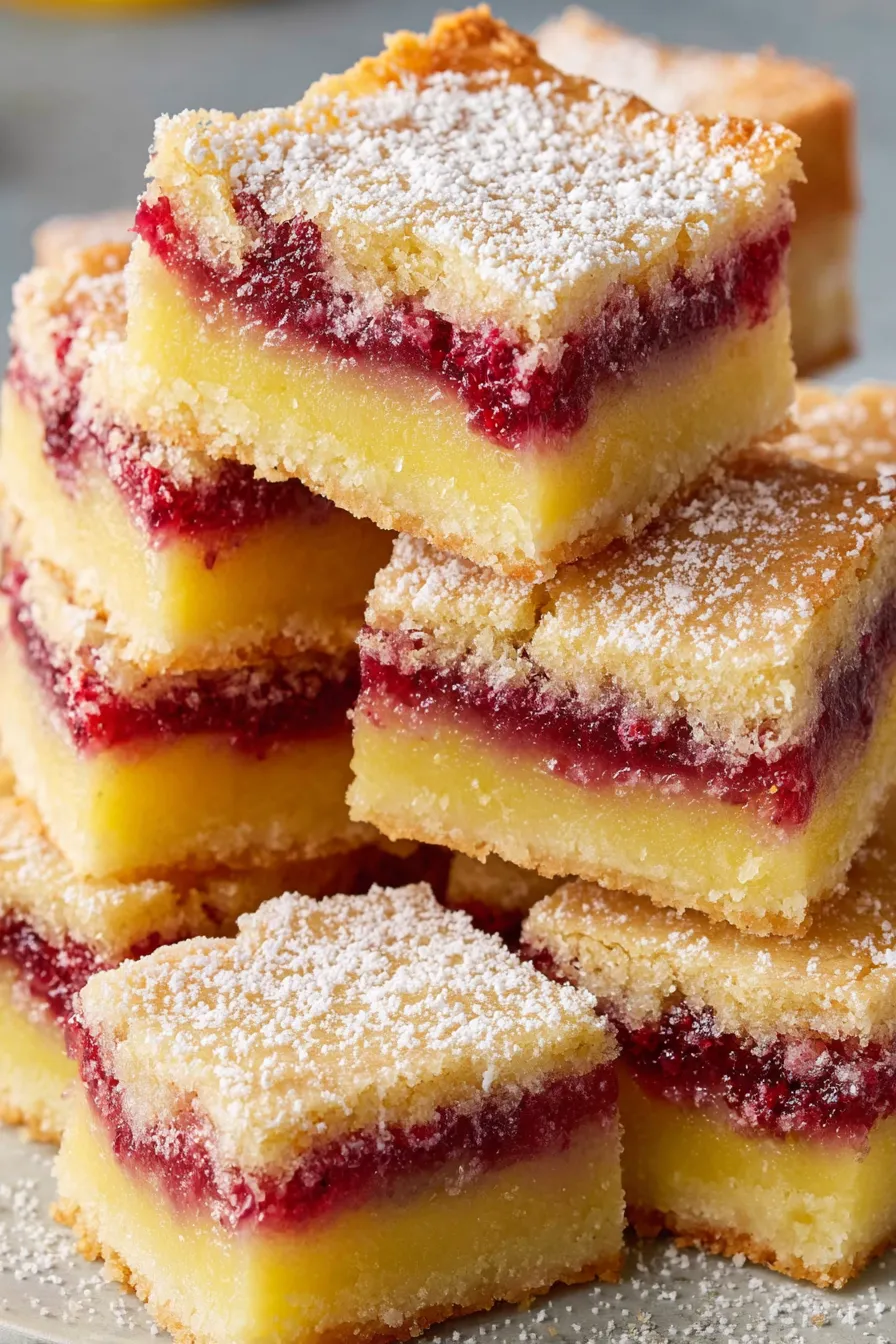 Lemon cranberry bars in an 8-inch pan