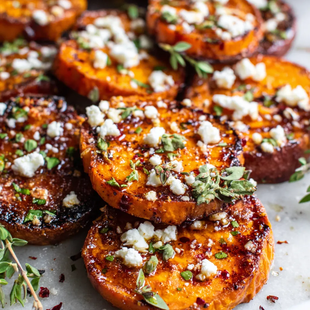 Roasted Sweet Potato Rounds with Honey & Feta