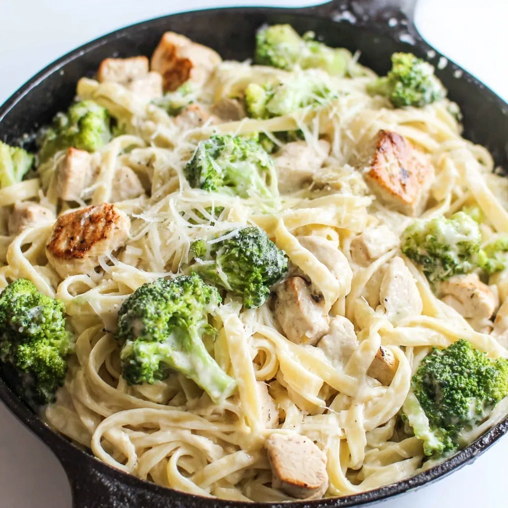 Quick & Easy Fettuccine Chicken Broccoli Alfredo