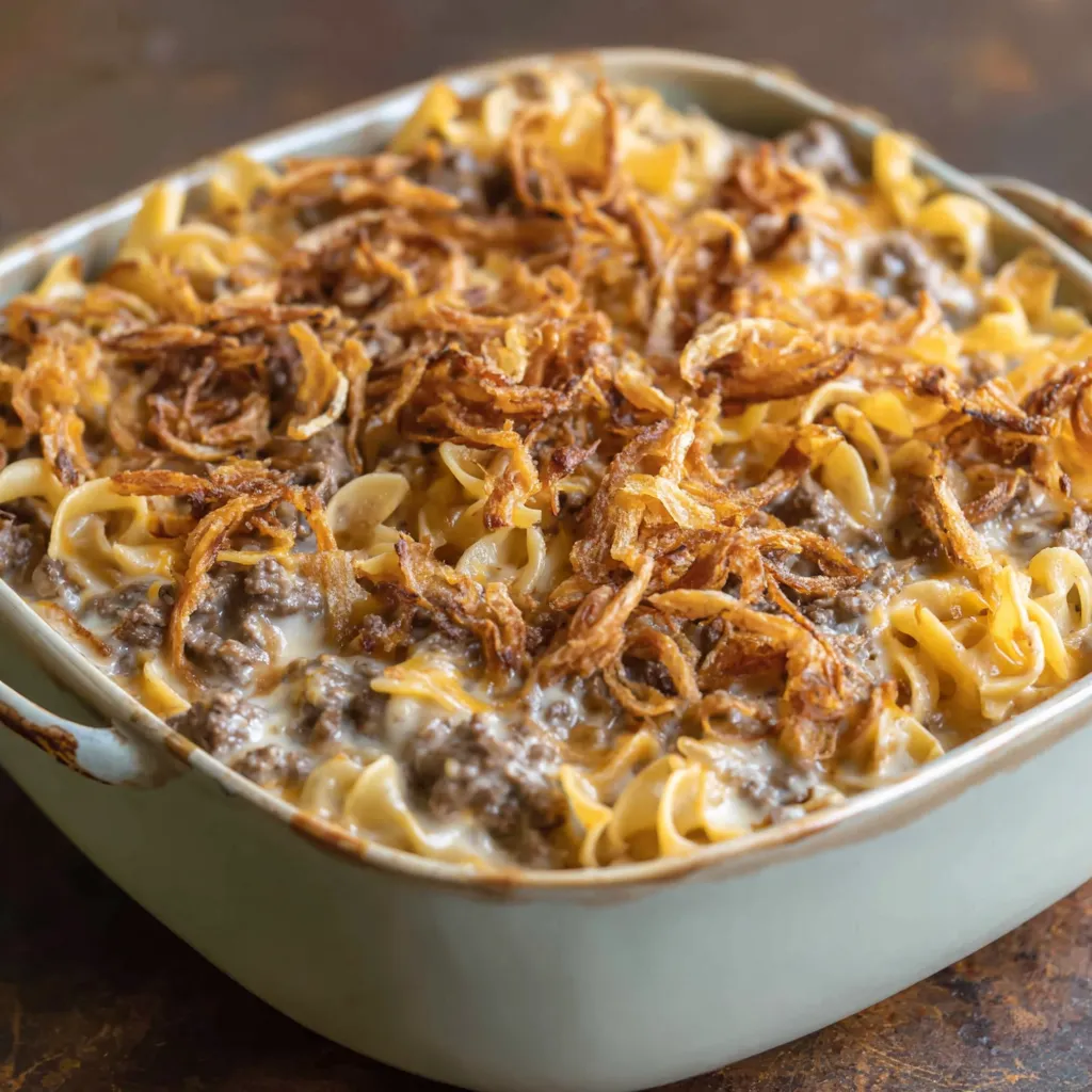 French Onion Beef Noodle Bake