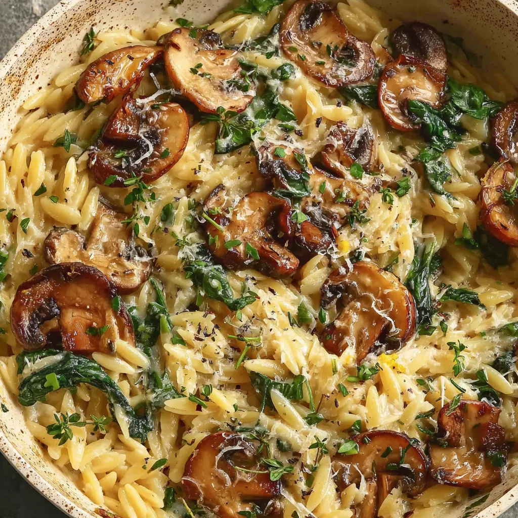Creamy Garlic Mushroom Orzo