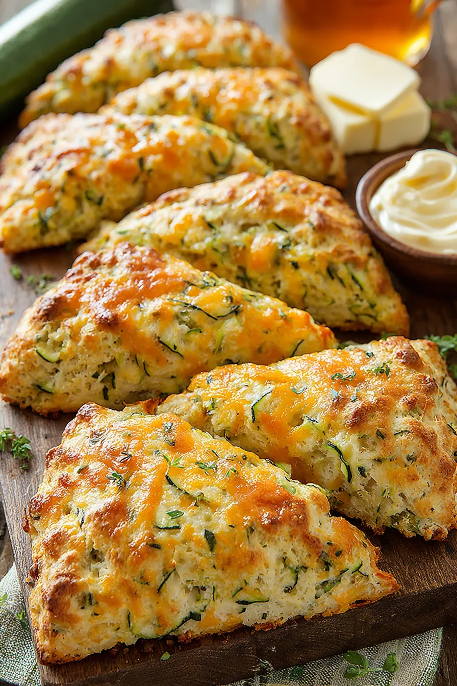 Close up of a scone with melted cheddar