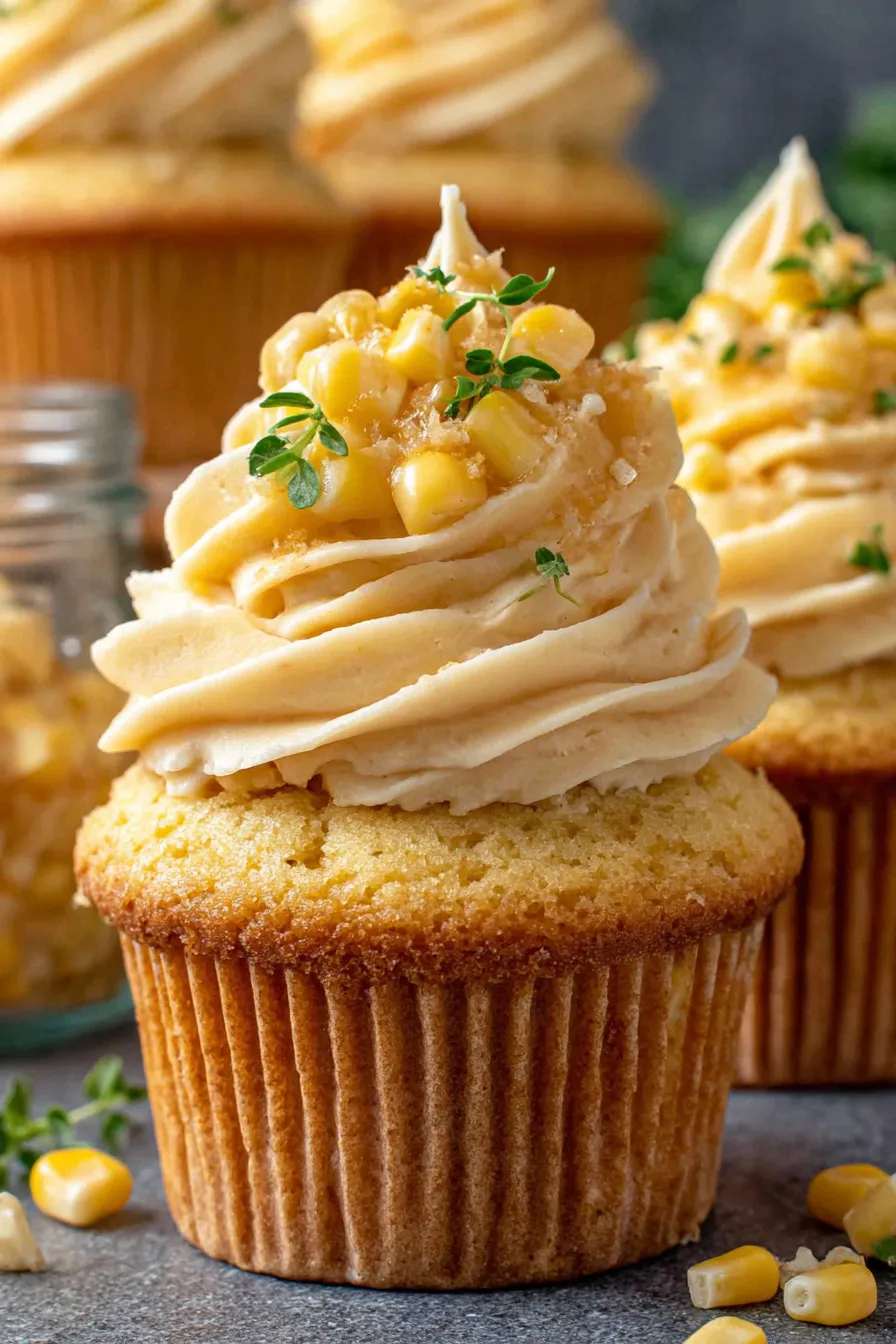 Fresh corn cupcakes on a wire rack