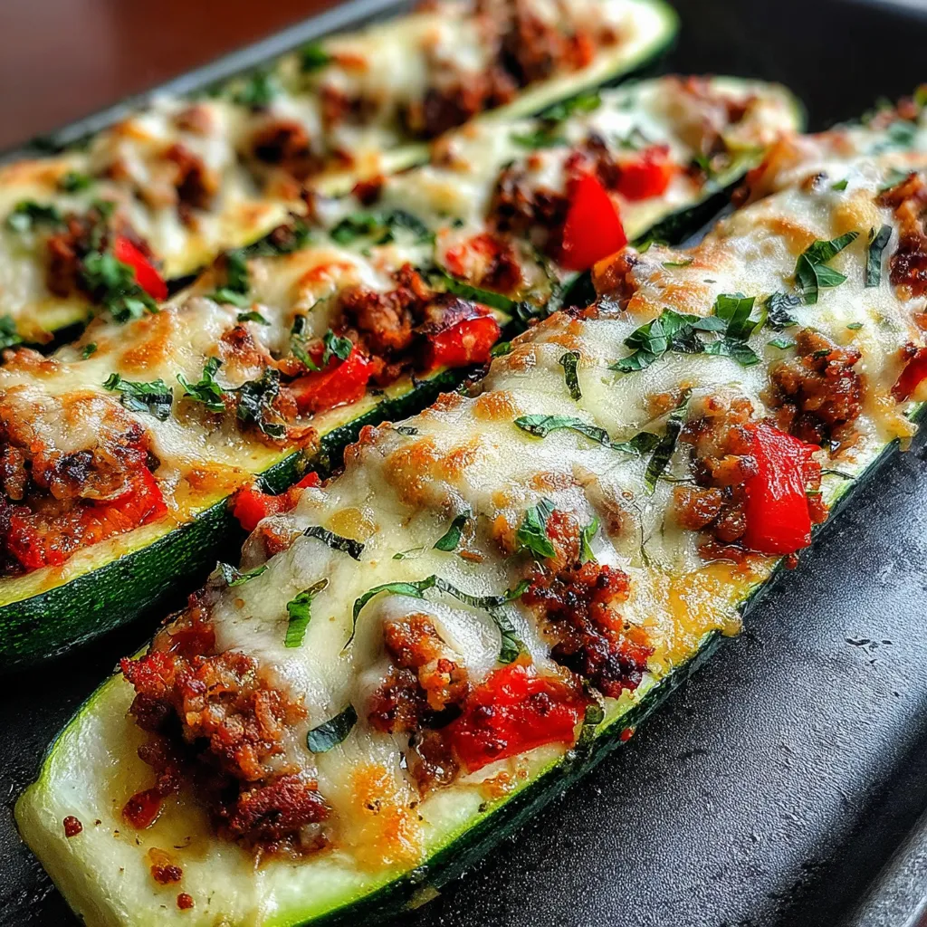 Stuffed Cheese Zucchini Boats