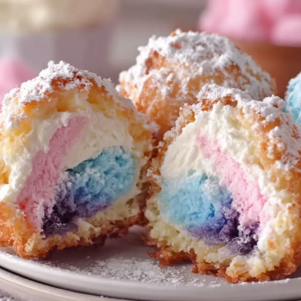 Crispy Cotton Candy Cheesecake Bombs