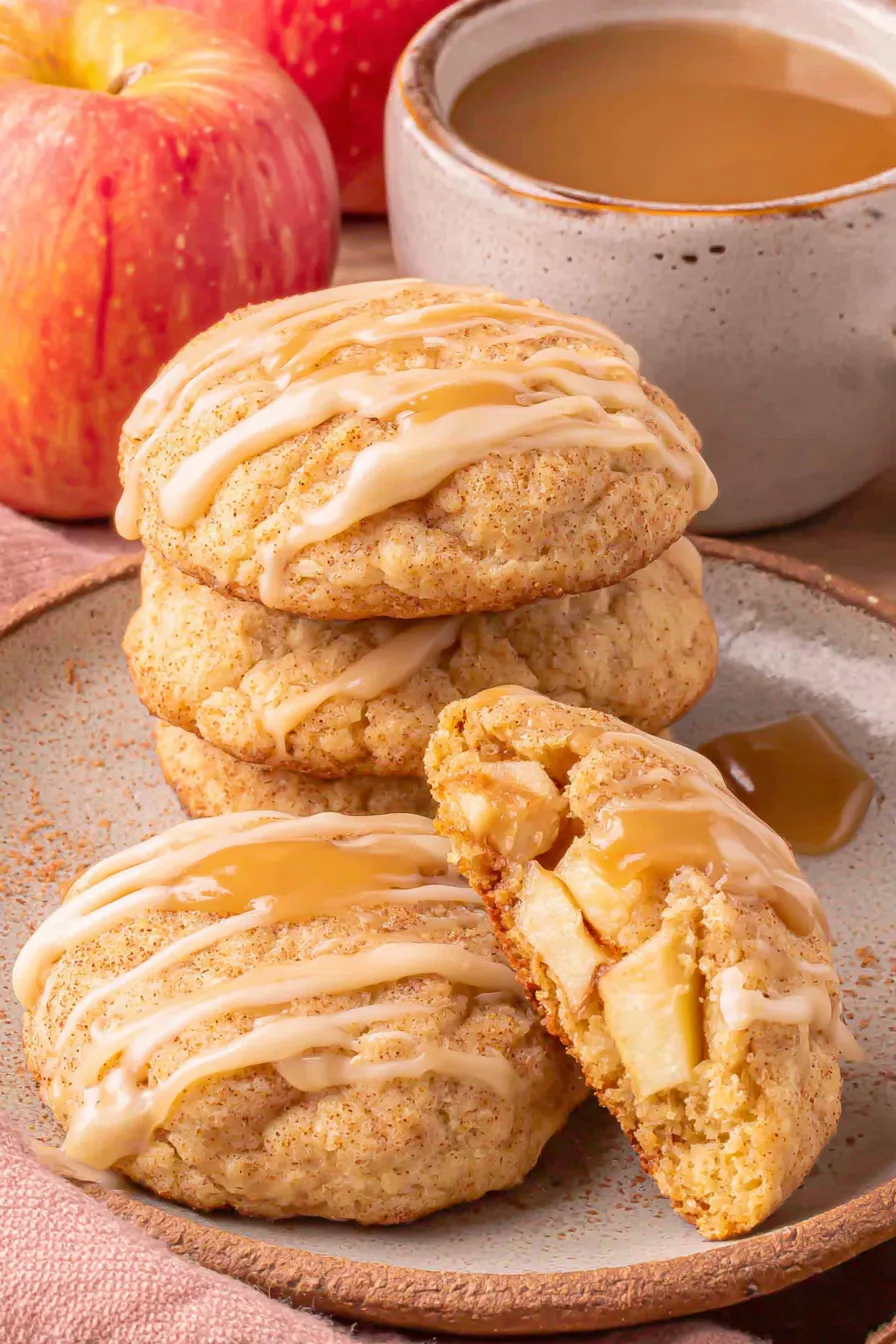 Apple cider cookies cooling on a rack
