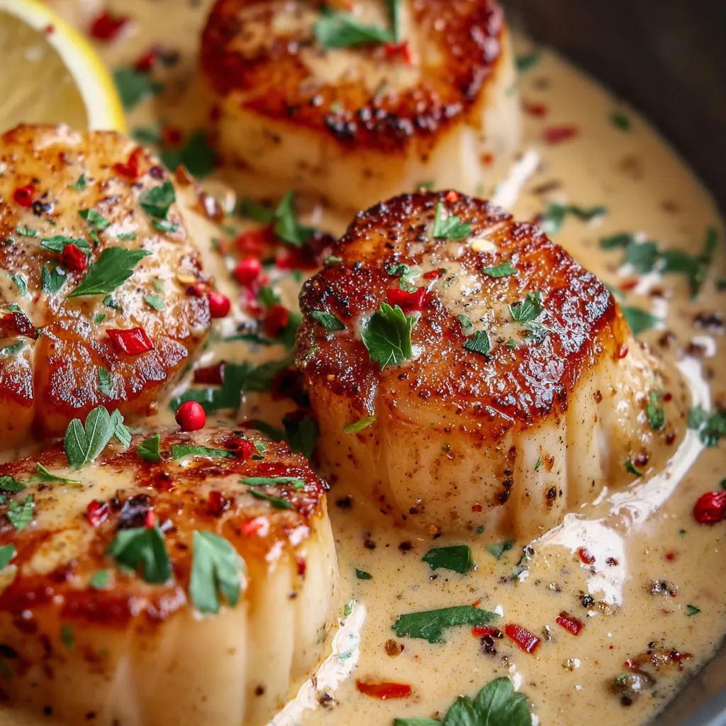 Seared Scallops with Spicy Cajun Cream Sauce