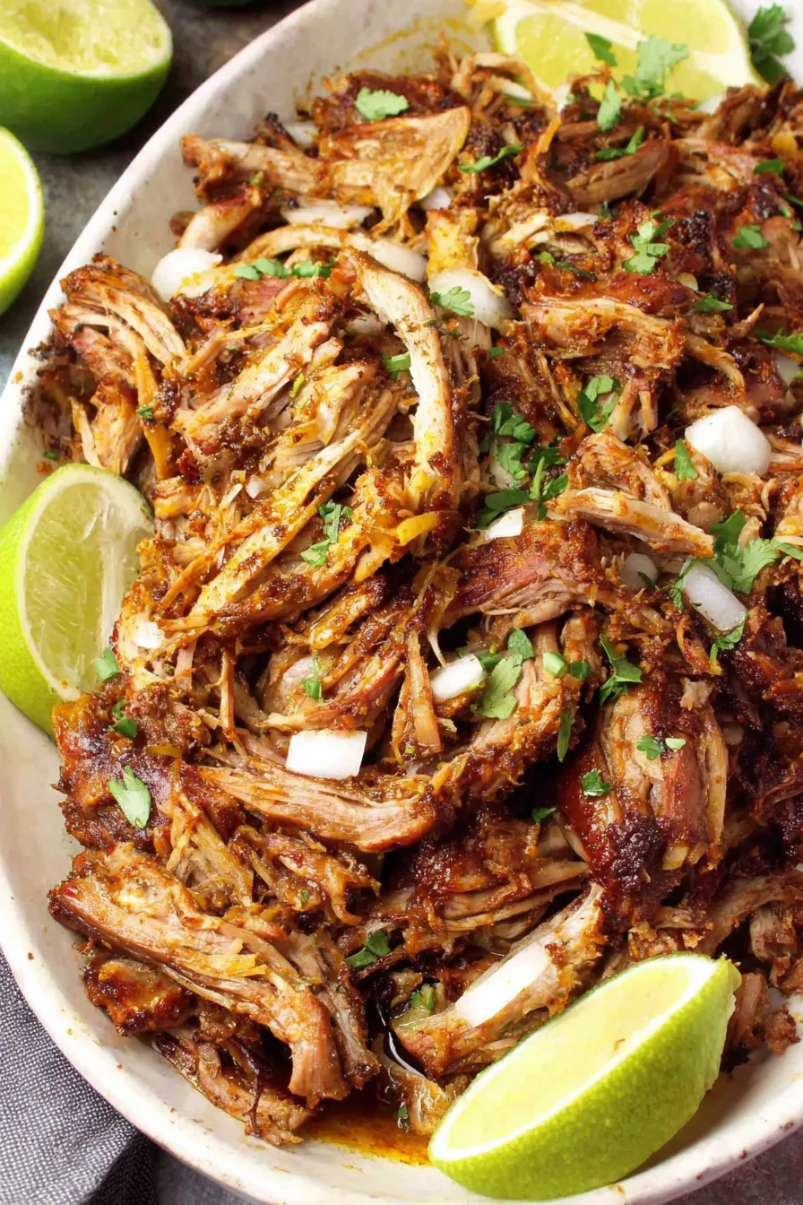 Slow cooker carnitas close up