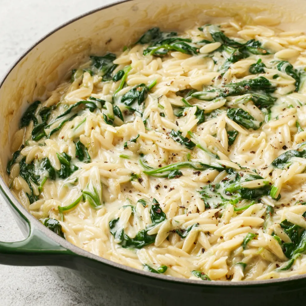 Creamy Garlic Spinach Orzo
