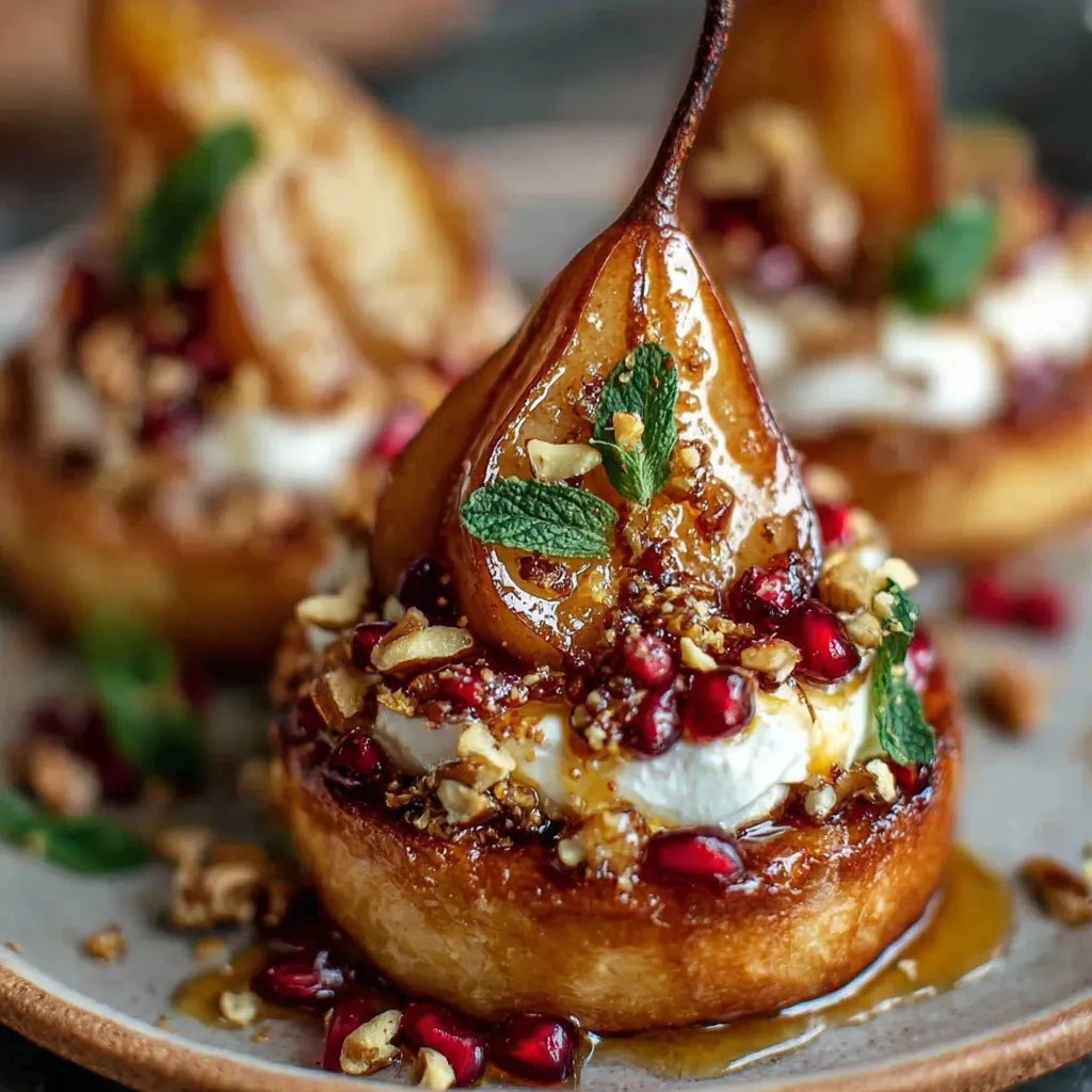 Golden Caramelized Pear & Burrata Towers