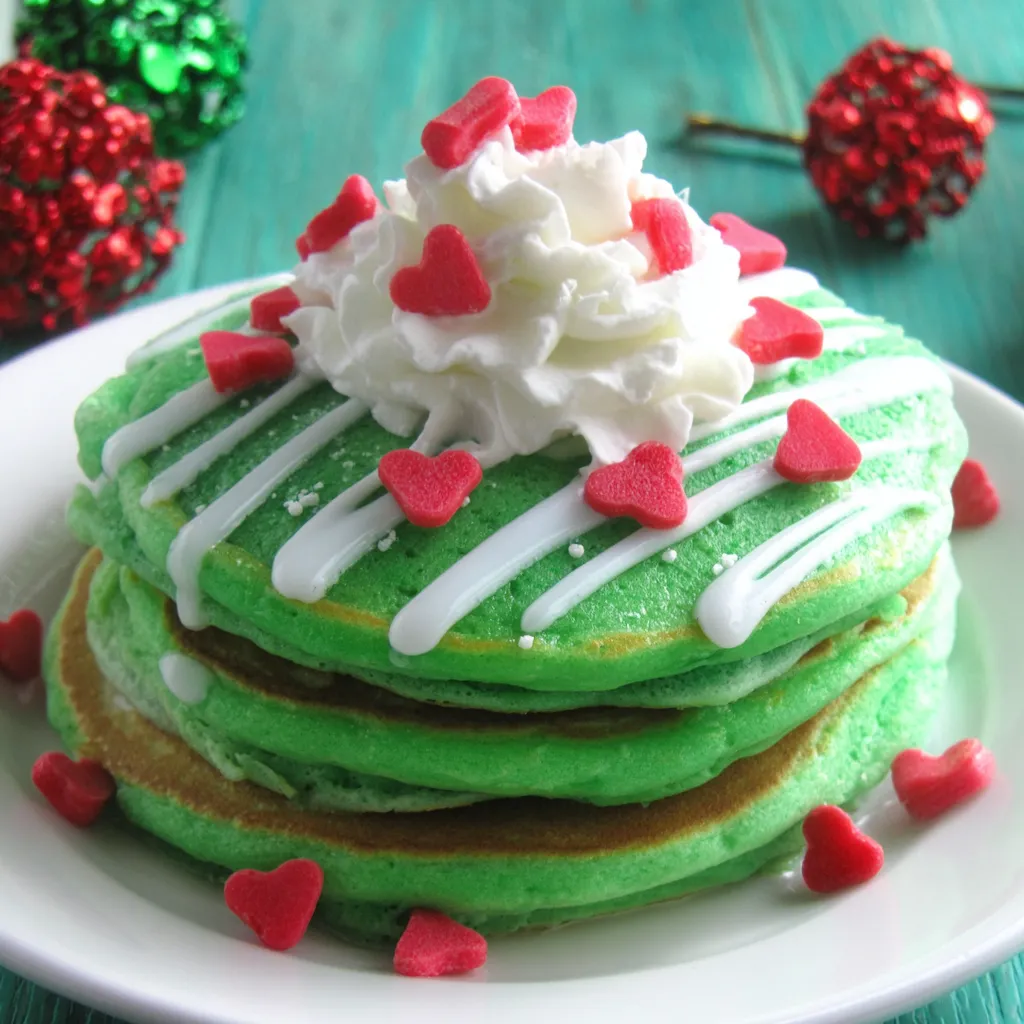 Copycat IHOP Grinch Pancakes