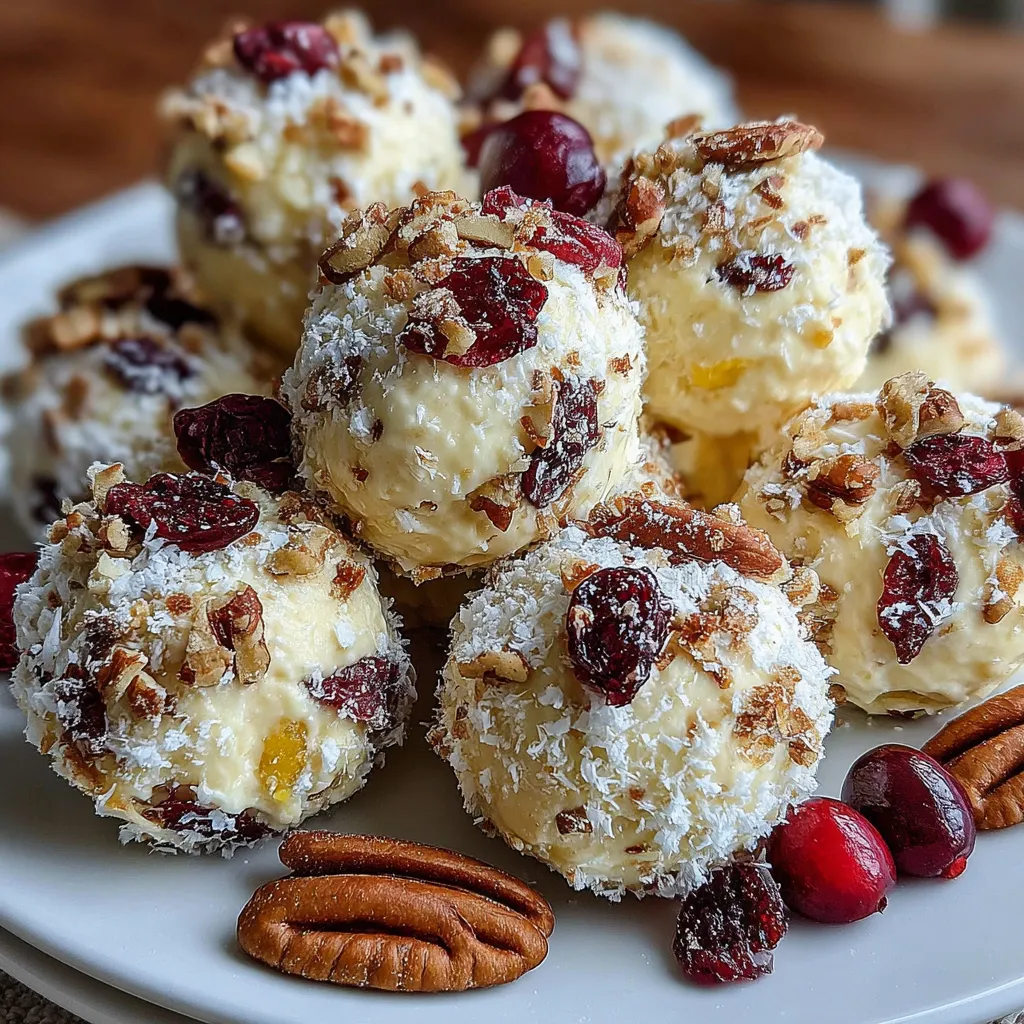 Mini Pineapple Cranberry Cheese Balls with Pecans